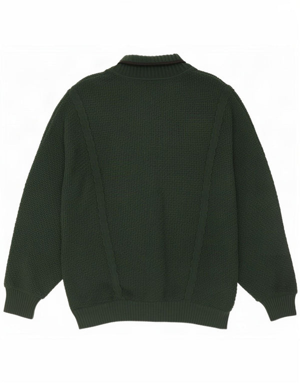 Carlo Colucci Herren-Pullover mit lockerer Passform und Schalkragen, IT 52, Größe L, Grün