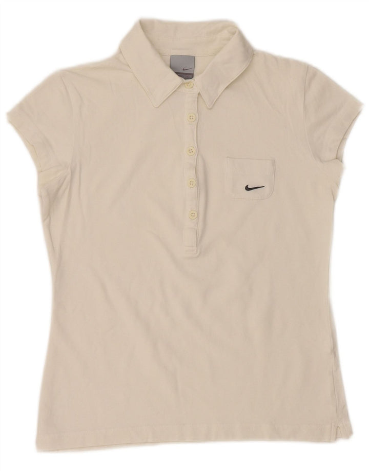 Nike Damen Crop Poloshirt UK 10/12 Medium Weiß
