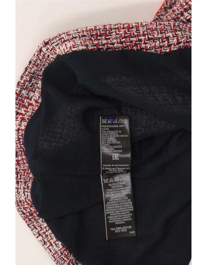 Marks & Spencer Damen Crop Blazer Jacke UK 12 Mittelrot gefleckte Baumwolle