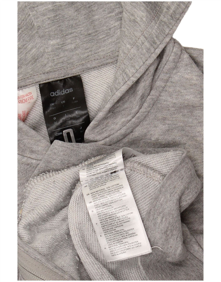 ADIDAS Mädchen-Kapuzenpullover mit grafischem Reißverschluss, 13–14 Jahre, graue Baumwolle