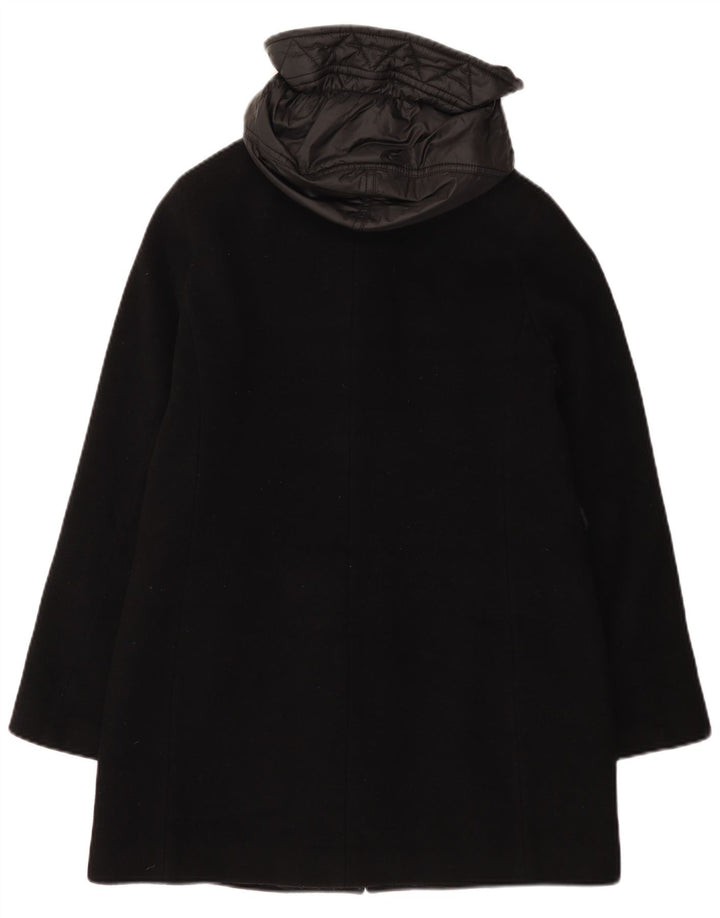 Fay Womens Toggle Hooded Windbreaker Coat UK 14 Große schwarze Wolle