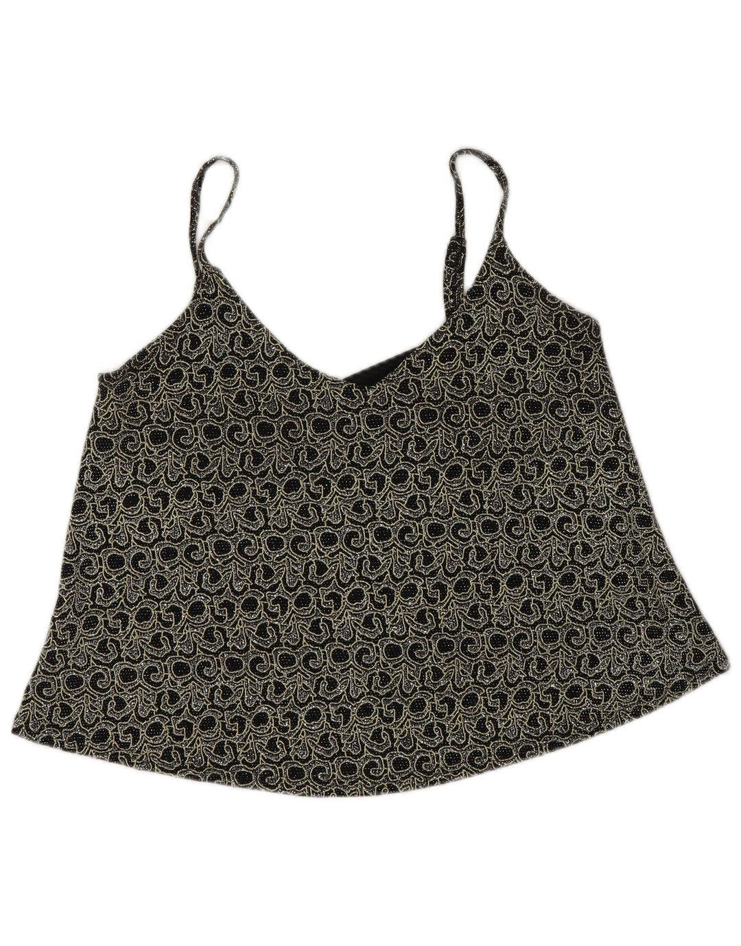 MISS SELFRIDGE Womens Cami Top UK 12 Medium  Black Paisley Nylon