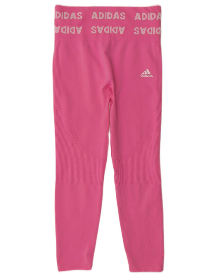 ADIDAS Damen Graphic Leggings UK 12/14 Mittelrosa Polyester