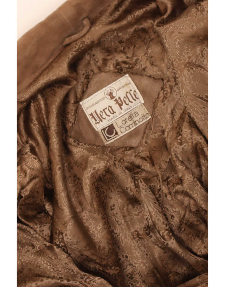 Vintage Damen Wildledermantel UK 14 Medium Beige Leder