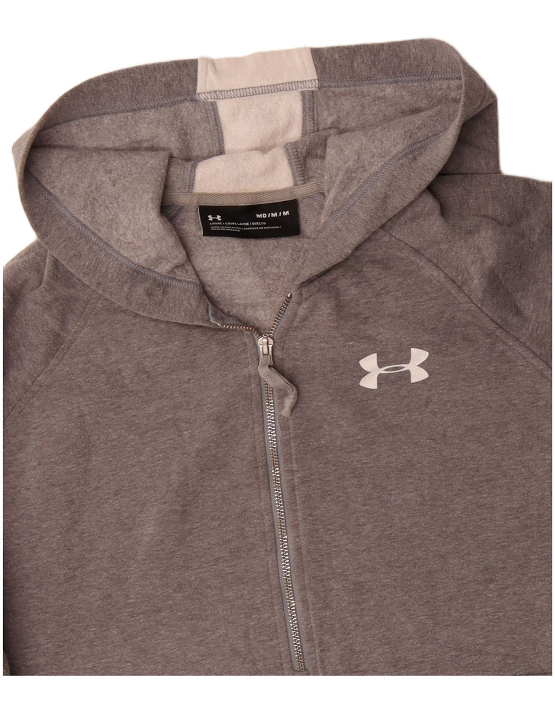 UNDER ARMOUR Herren-Kapuzenpullover mit grafischem Reißverschluss und mittelgrauem Farbblockmuster