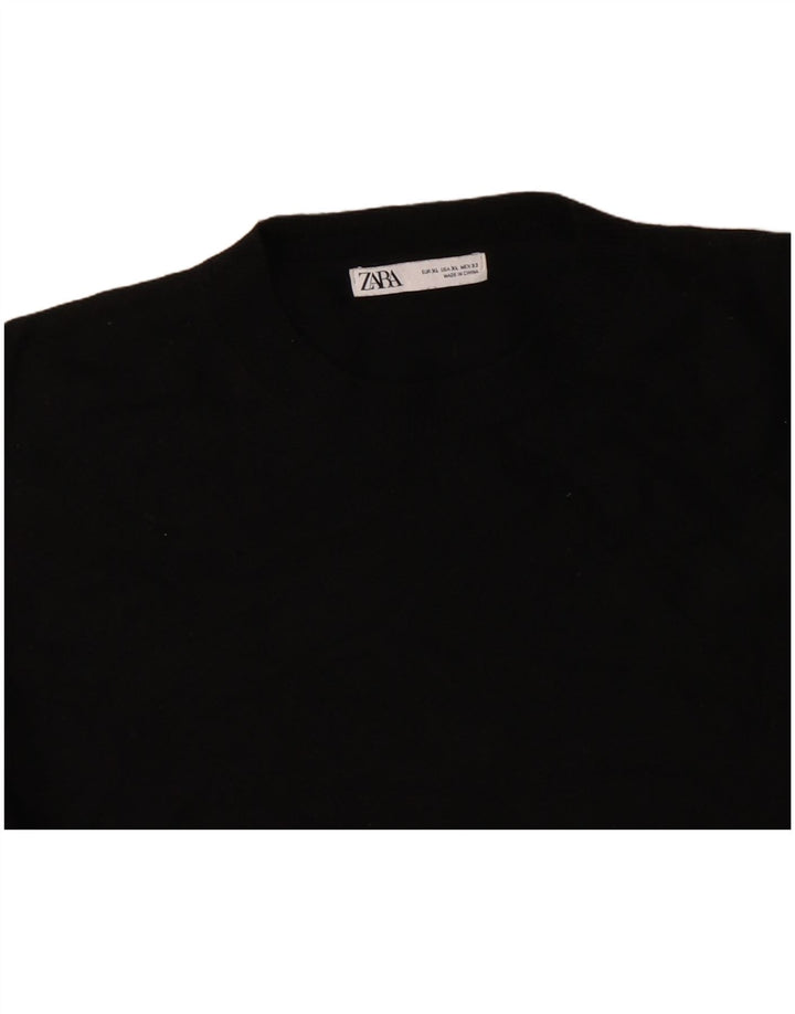 ZARA Damen-Pullover, übergroß, Rundhalsausschnitt, Gr. 18, XL, schwarze Wolle