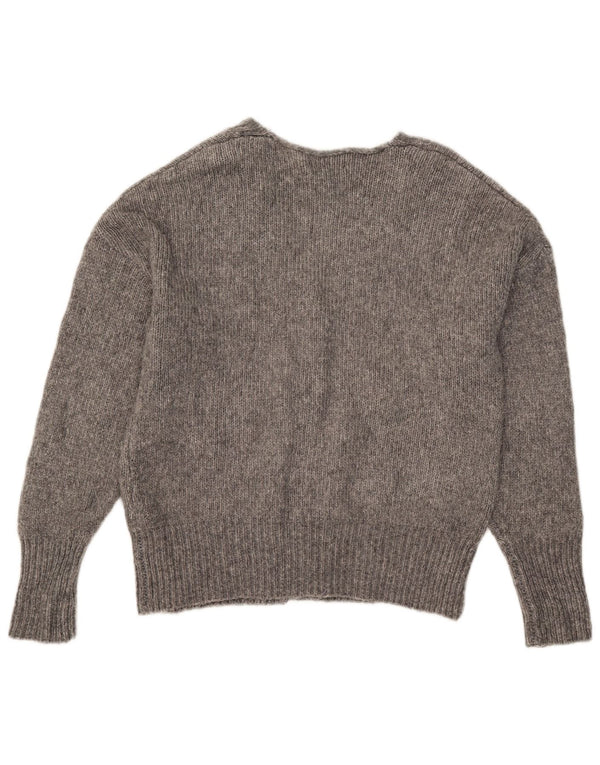 Zara Damen-Cardigan-Pullover UK 14 Mittelgrau geflecktes Acryl