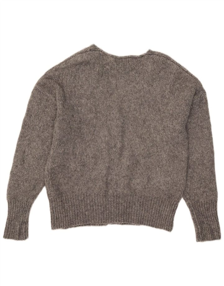 Zara Damen-Cardigan-Pullover UK 14 Mittelgrau geflecktes Acryl