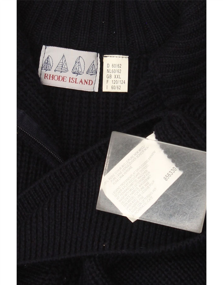 Rhode Island Herren-Pullover mit Reißverschluss am Hals, 2XL, marineblaue Wolle