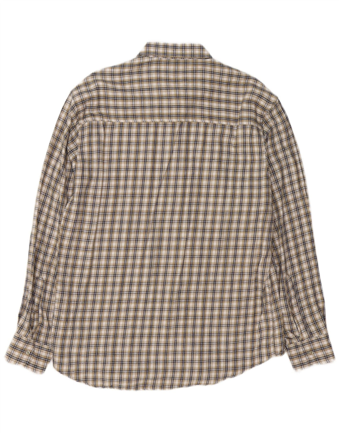 VINTAGE Herren-Flanellhemd, groß, beige, karierte Baumwolle