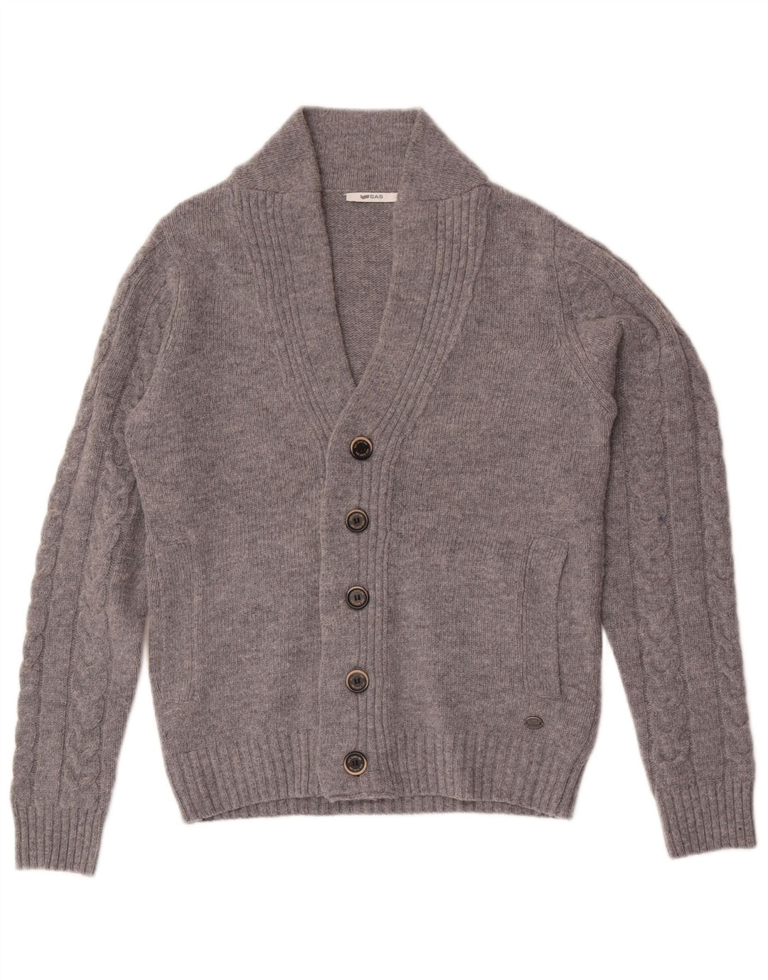 Gas Herren-Strickjacke, kleine graue Wolle