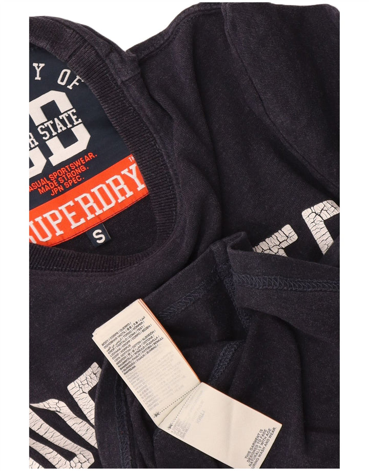 Superdry Herren Grafik-Oberteil, langärmelig, klein, Marineblau, Baumwolle