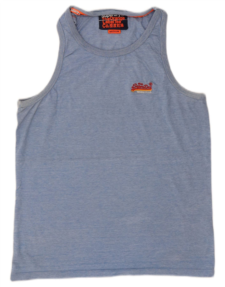 SUPERDRY Herren-Trägershirt aus mittelblauer Nadelstreifen-Baumwolle