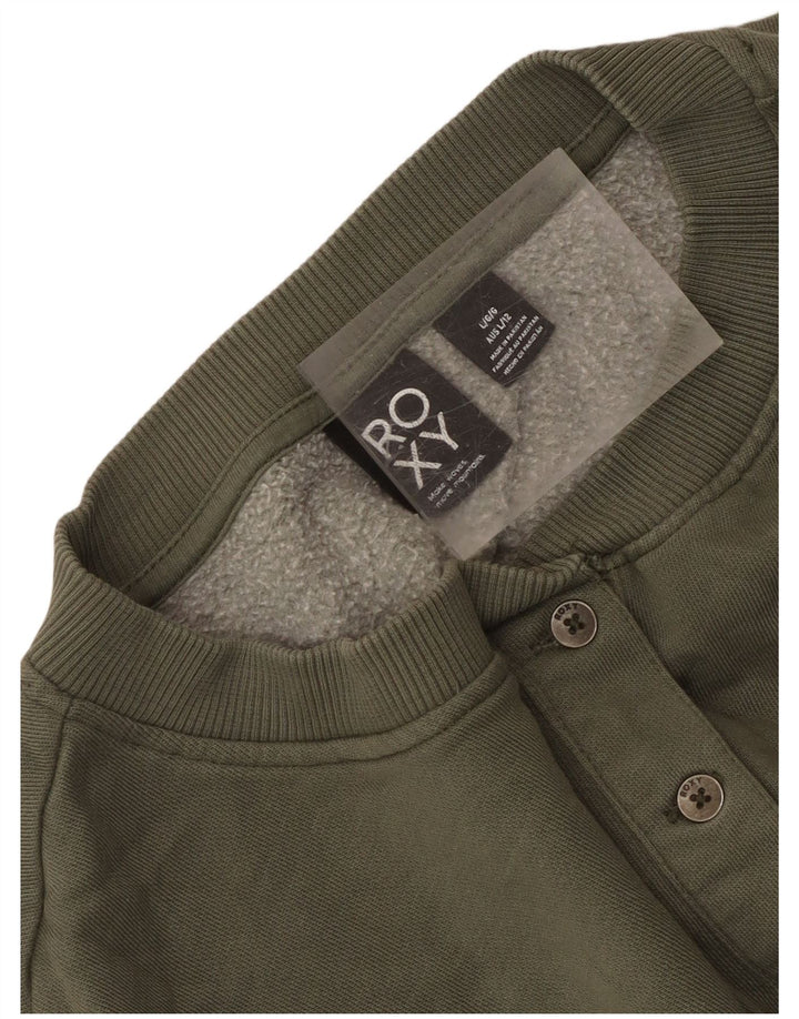 Roxy Damen-Sweatshirt mit Knopfkragen, UK 16, Größe L, Khaki, Baumwolle