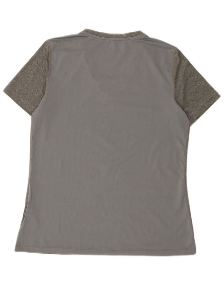 Nike Damen Dri Fit T-Shirt Top UK 14 Large Grau Polyester