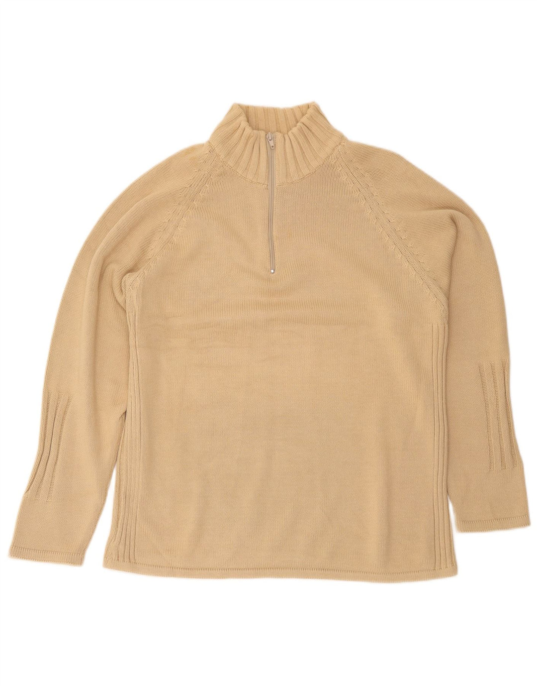 Osvaldo Bruni Herren-Pullover mit Reißverschluss am Hals, große beige Baumwolle