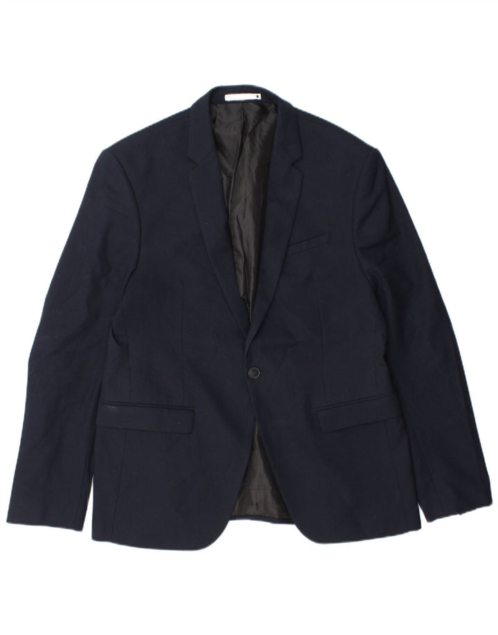 Zara Herren-Blazer mit 1 Knopf, EU 52, groß, marineblau, Polyester