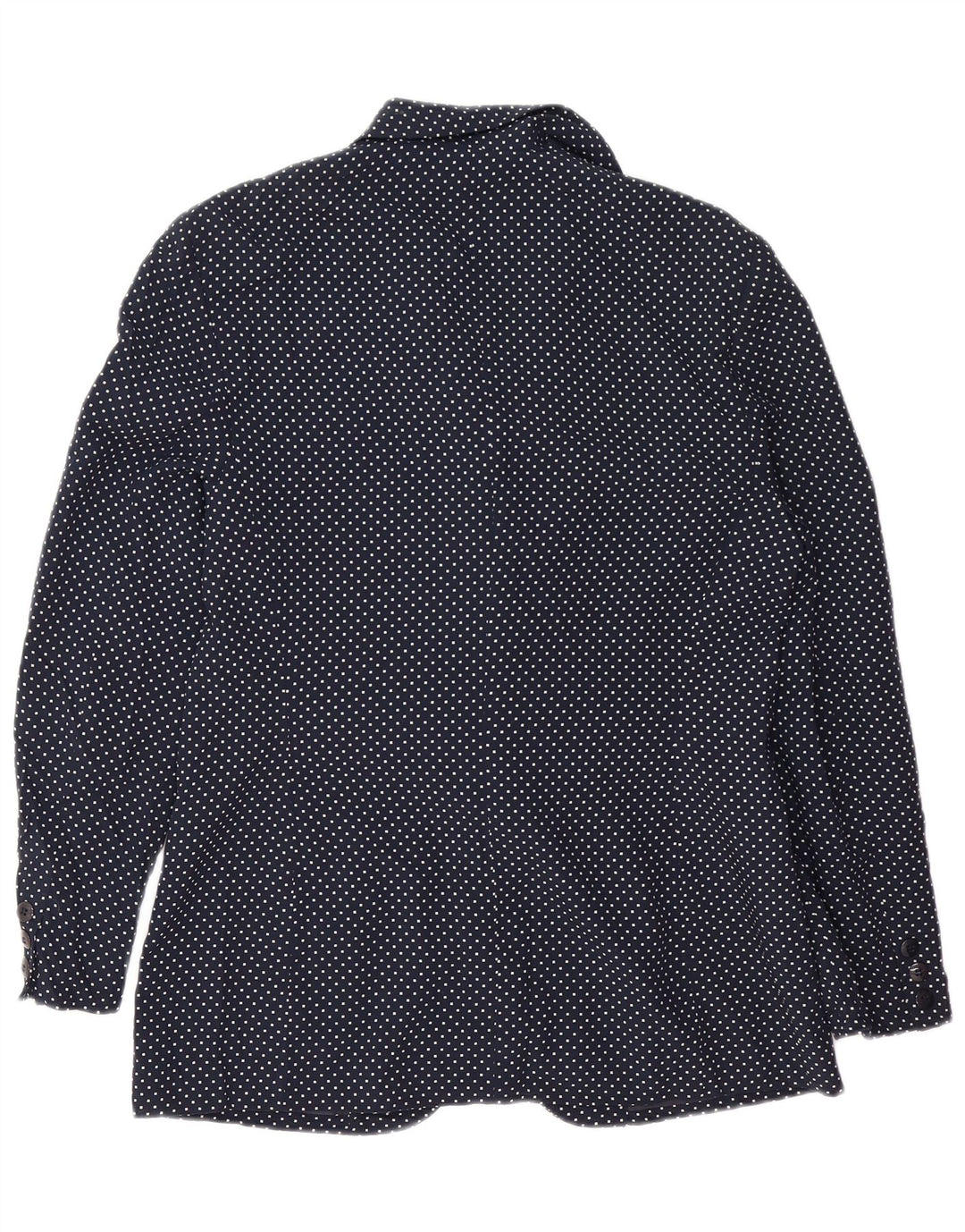 VINTAGE Damen 1-Knopf-Blazerjacke UK 14 Mittelmarineblau gepunktet