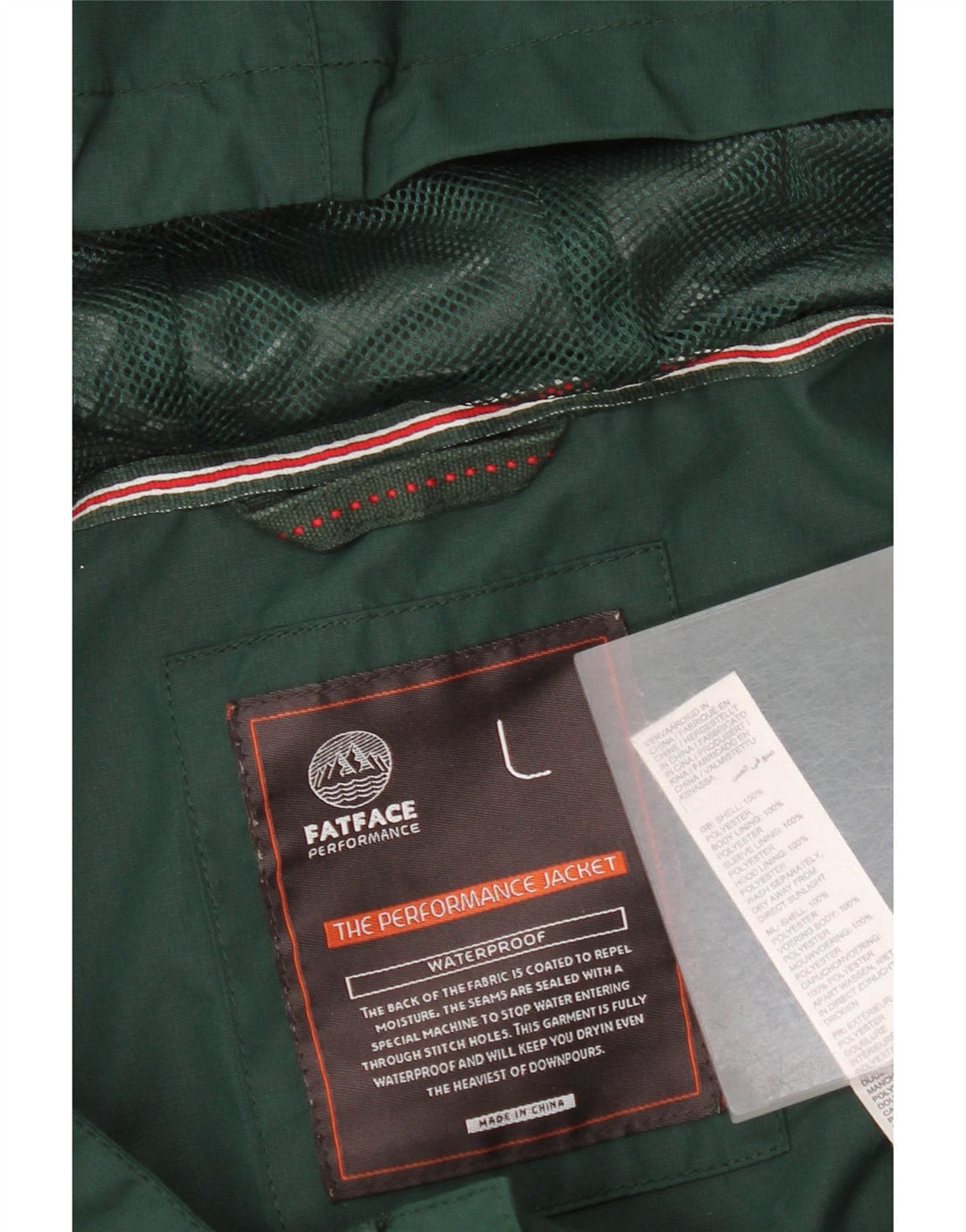 Fat Face Herren-Windbreakerjacke mit Kapuze, UK 40, Größe L, Grün, Polyester