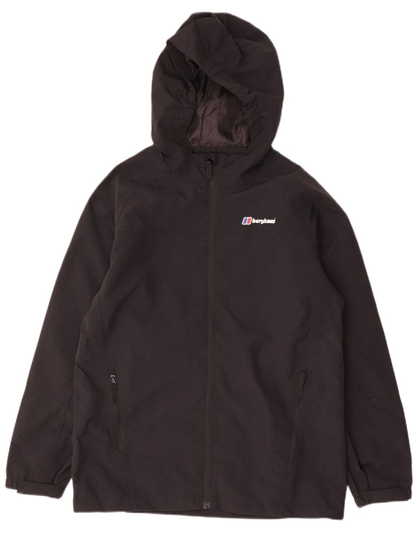 Berghaus Jungen-Regenjacke mit Kapuze, 12–13 Jahre, schwarzes Polyester
