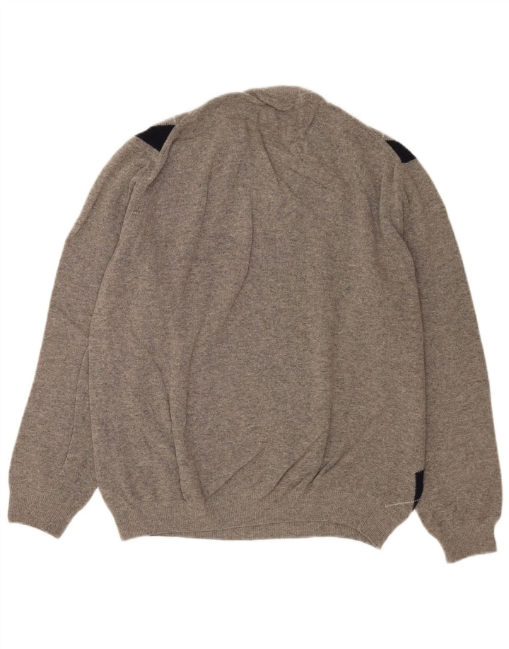 Rifle Herren-Pullover mit V-Ausschnitt, groß, graue Argyle-/Diamantwolle