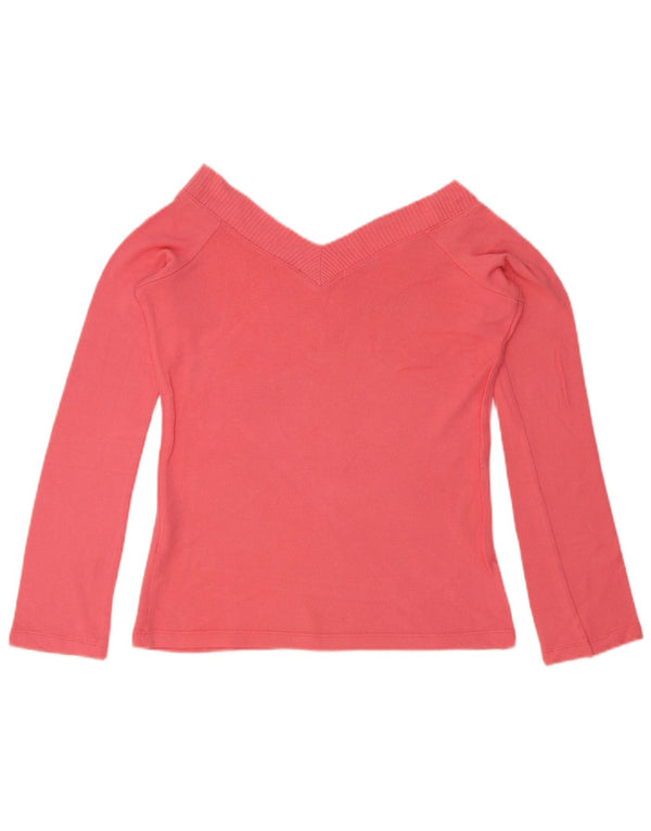Zara Damen Top Langarm UK 12 Large Rosa Viskose
