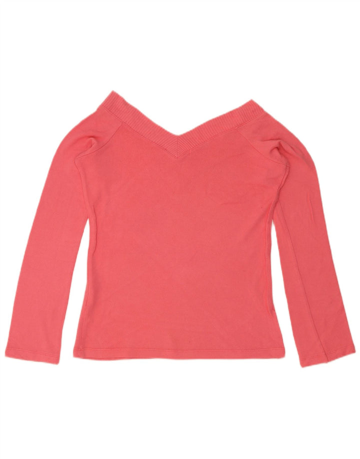 Zara Damen Top Langarm UK 12 Large Rosa Viskose