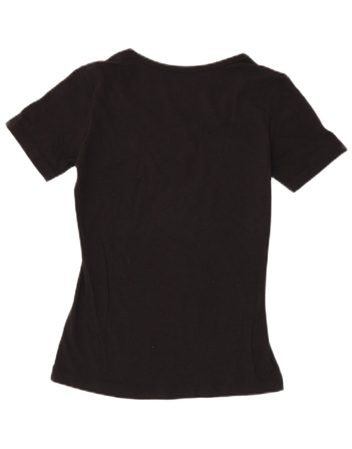 CHAMPION Damen Grafik-T-Shirt-Oberteil UK 10 Small Schwarz