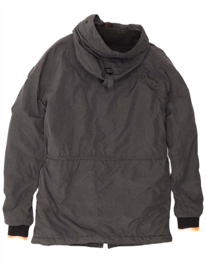 Superdry Herren-Parka mit Kapuze, UK 38, mittelgraues Nylon