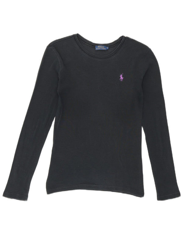Polo Ralph Lauren Damen Top Langarm UK 10 Small Marineblau Baumwolle