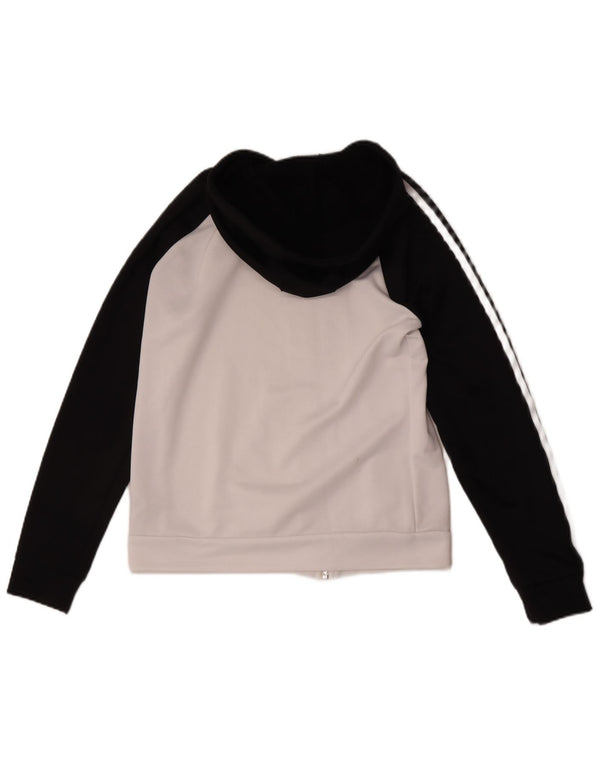 Adidas Damen Zip Hoodie Pullover UK 14 Mittelweißes Colourblock-Polyester