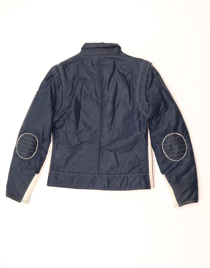 Vintage Herren Bomberjacke IT 52 XL Marineblau Farbblock