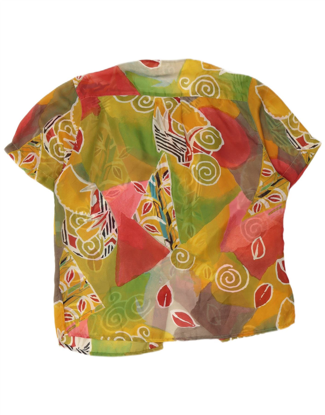 Vintage Damen Durchsichtige Hemdbluse UK 20 2XL Mehrfarbig Geometrisch