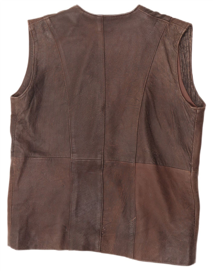 Vintage Herren Lederweste UK 38 Mittelbraun