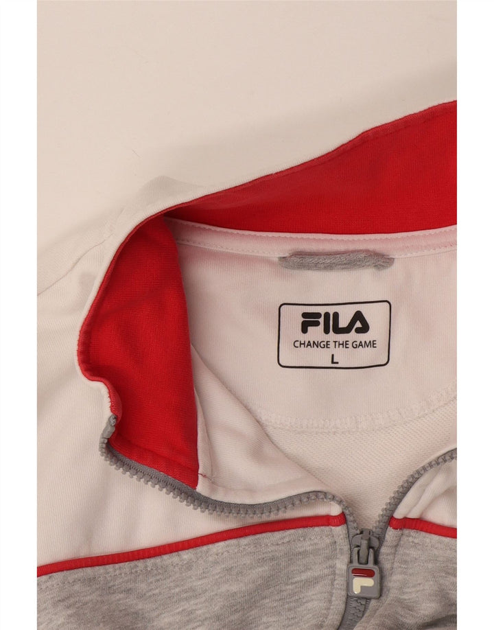 Fila Herren-Trainingsanzug-Top-Jacke, große graue Colourblock-Baumwolle