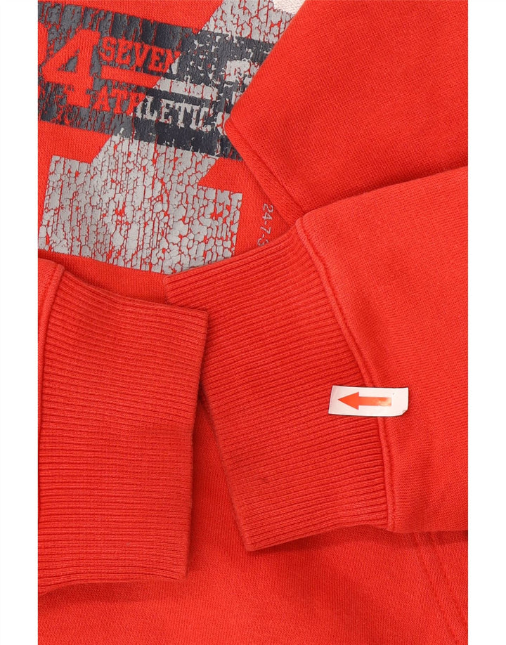 Nike Jungen-Pullover mit grafischem Kapuzenpullover, 10–11 Jahre, mittelrote Baumwolle