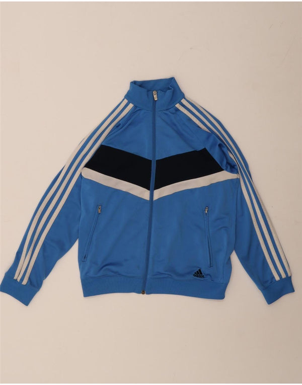 Adidas Jungen-Trainingsanzug-Top-Jacke, 11–12 Jahre, blaues Colourblock-Polyester