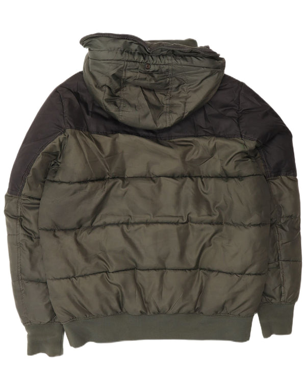 G-Star Boys Hooded Padded Jacket 15-16 Years Large Khaki Colourblock