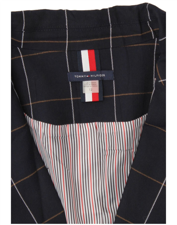 Tommy Hilfiger Damen-Blazerjacke mit 1 Knopf, US 12, groß, marineblau kariert