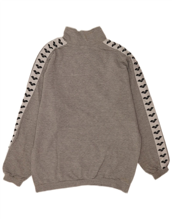 Arena Herren-Sweatshirt mit grafischem Reißverschluss und Rundhalsausschnitt, mittelgrau, Farbblock