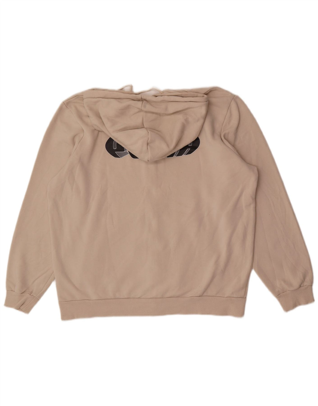 Puma Herren-Kapuzenpullover mit grafischem Reißverschluss, groß, beige Baumwolle