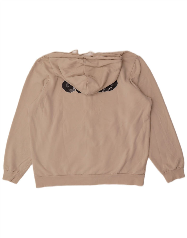 Puma Herren-Kapuzenpullover mit grafischem Reißverschluss, groß, beige Baumwolle