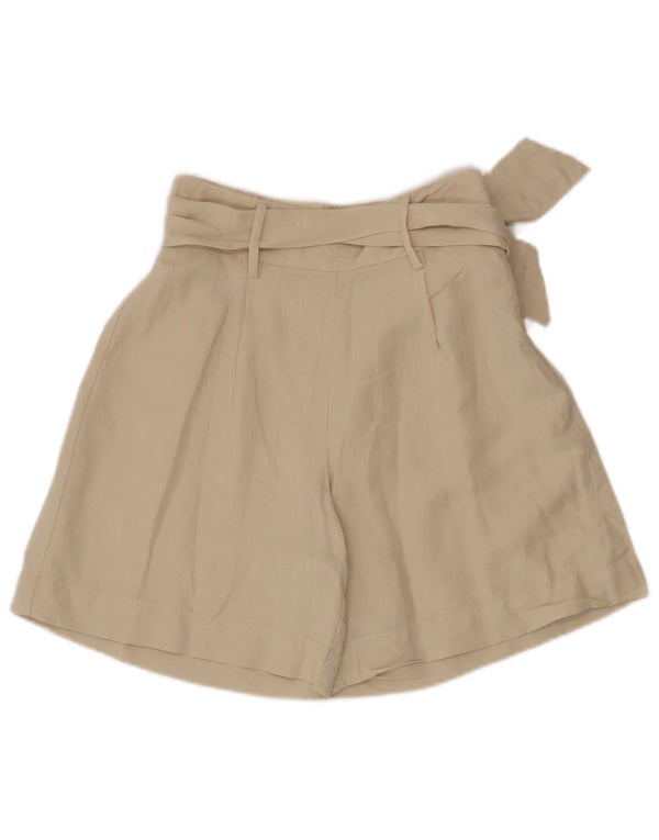 Sisley Damen Freizeitshorts mit hoher Taille, UK 6, XS, W26, Beige, Leinen