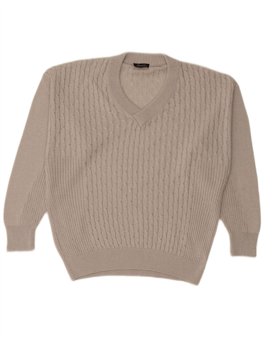 LEONARDO Herren-Pullover mit V-Ausschnitt, XL, graue Baumwolle