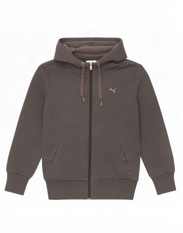 Puma Damen Zip Hoodie Pullover UK 12 Mittelgraue Baumwolle