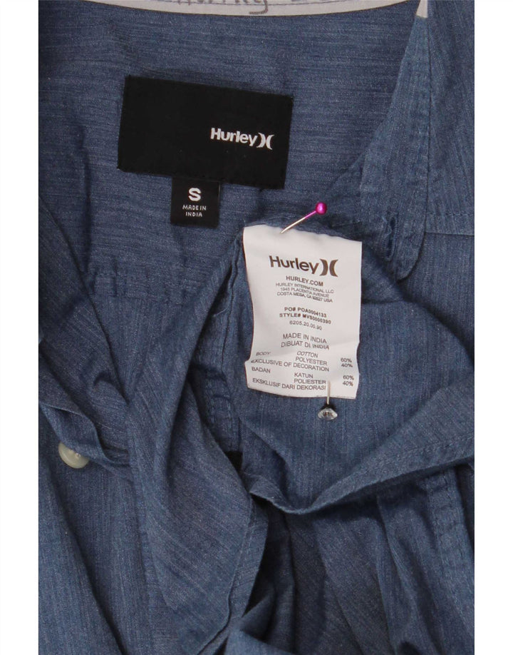Hurley Herren-Kurzarmhemd, klein, blaue Baumwolle