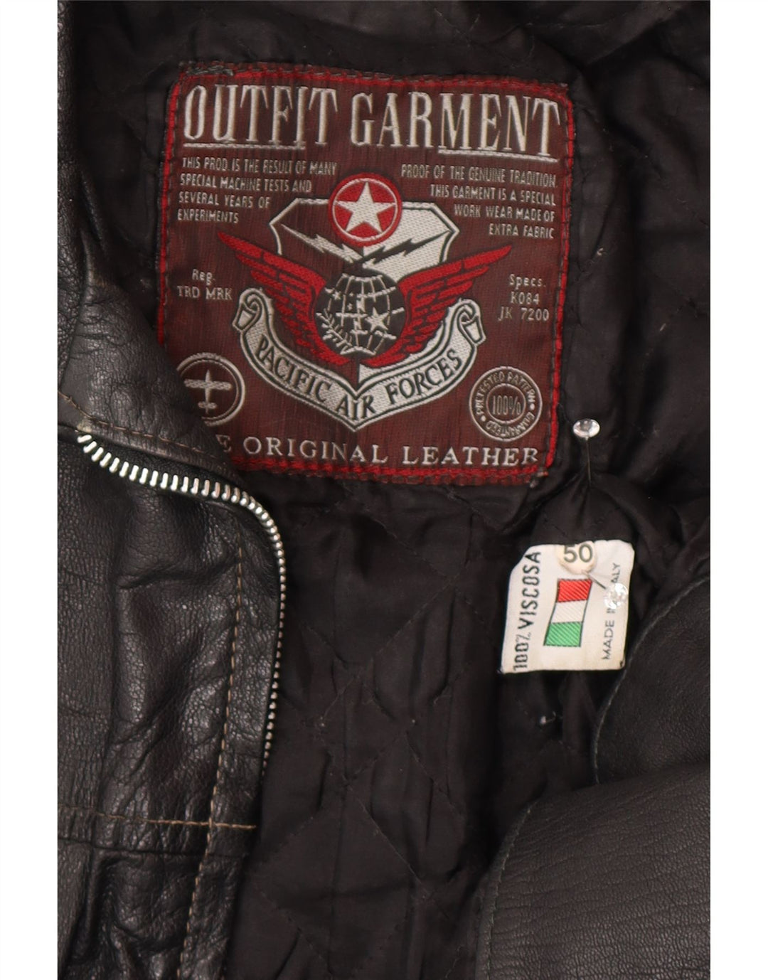 VINTAGE Herren Lederjacke IT 50 Großes schwarzes Leder