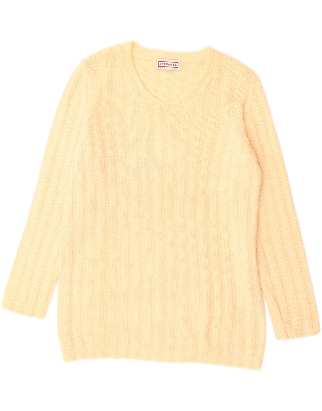 Stefanel Damen-Pullover mit V-Ausschnitt, UK 14, Größe L, Gelb