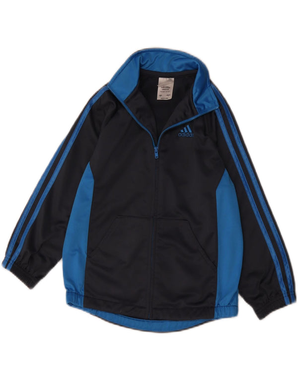Adidas Jungen-Trainingsanzug-Top-Jacke, 5–6 Jahre, Schwarz, Farbblock