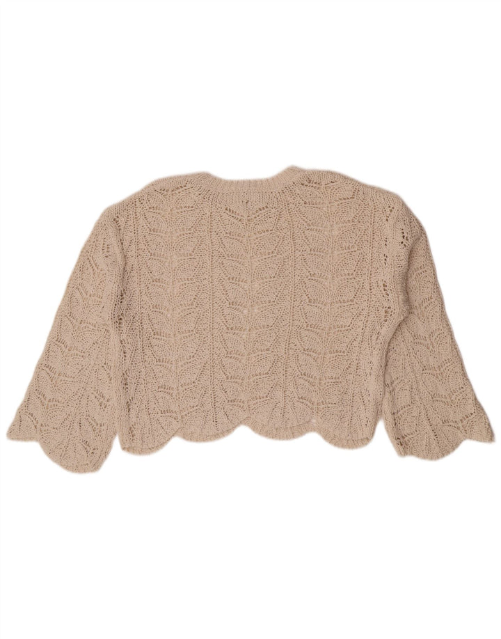 Zara Damen Übergroßes Häkel-Crop-Top UK 10 Small Beige